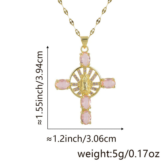 Necklace Copper Inlaid Zircon Geometric Style Diamond Jewelry