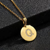 Necklace Copper Inlaid Zircon Letter Geometric Oshaped Titanium Steel Chain Unisex Stylish