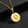Necklace Copper Inlaid Zircon Letter Geometric Oshaped Titanium Steel Chain Unisex Stylish