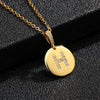 Necklace Copper Inlaid Zircon Letter Geometric Oshaped Titanium Steel Chain Unisex Stylish