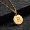 Necklace Copper Inlaid Zircon Letter Geometric Oshaped Titanium Steel Chain Unisex Stylish