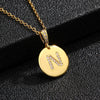 Necklace Copper Inlaid Zircon Letter Geometric Oshaped Titanium Steel Chain Unisex Stylish