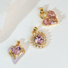 Necklace Copper Inlaid Zircon Pink Love Heart Shape Pendant With Melon Buckle Electroplating