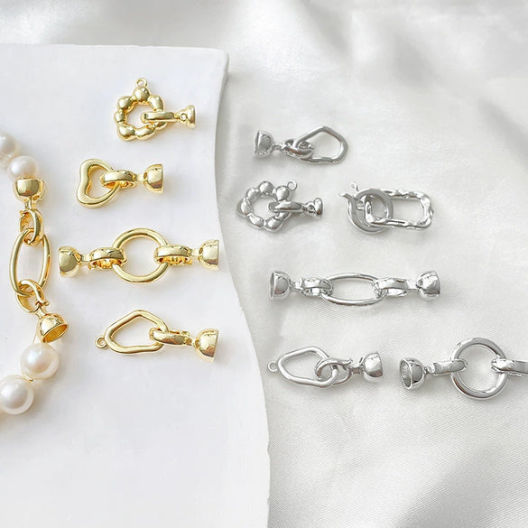 Necklace Copper 14K Gold Plated Irregular Pearl Buckle Line Pattern