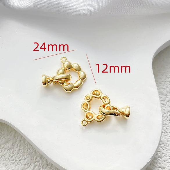 Necklace Copper 14K Gold Plated Irregular Pearl Buckle Line Pattern