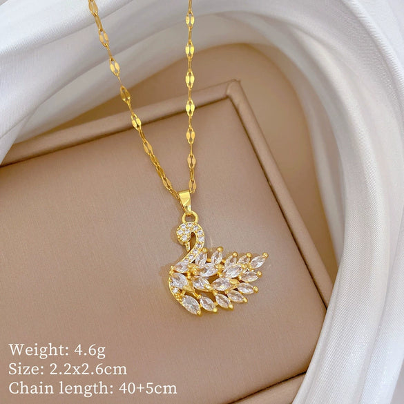 Necklace Copper Microinlaid Animal Zodiac Cartoon Minimalist Stainless Steel For Women