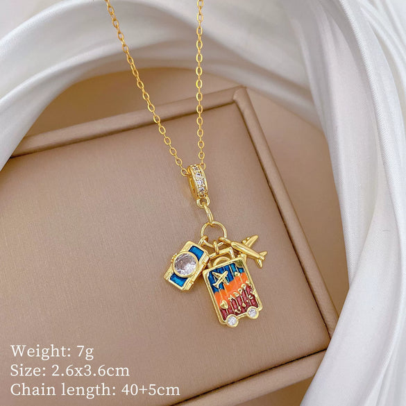 Necklace Copper Microinlaid Animal Zodiac Cartoon Minimalist Stainless Steel For Women