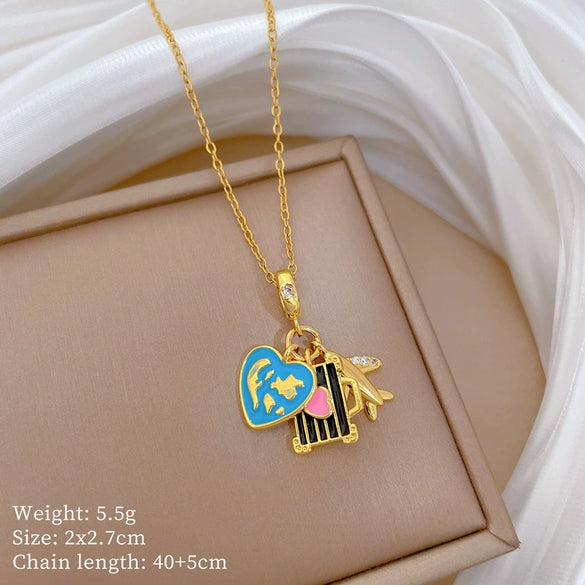 Necklace Copper Microinlaid Animal Zodiac Cartoon Minimalist Stainless Steel For Women
