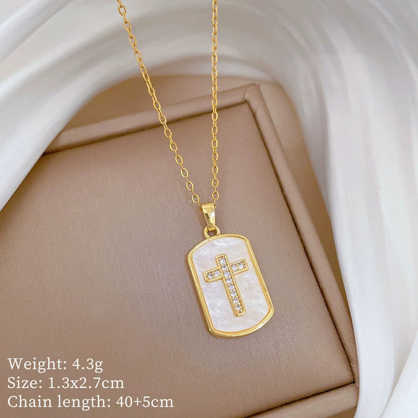 Necklace Copper Microinlaid Cross Stainless Steel Animal Zodiac Cartoon Minimalist Style Unisex