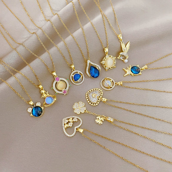 Necklace Copper Microinlaid Cross Stainless Steel Animal Zodiac Cartoon Minimalist Style Unisex