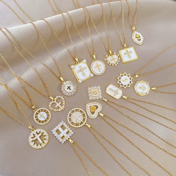 Necklace Copper Microinlaid Cross Stainless Steel Animal Zodiac Cartoon Minimalist Style Unisex