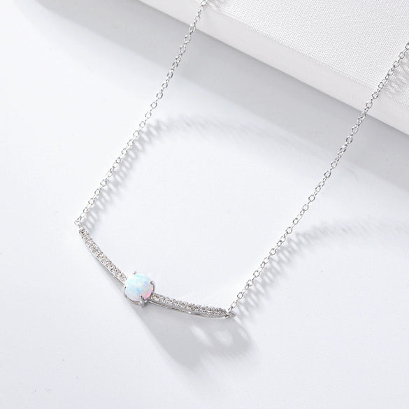 Necklace Copper Microinlaid Zircon Opal Geometric Style For Women