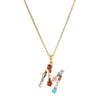 Necklace Copper Mixed Gem Inlaid English Letter Ochain Color Retention Electroplating Unisex