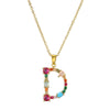 Necklace Copper Mixed Gem Inlaid English Letter Ochain Color Retention Electroplating Unisex