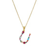 Necklace Copper Mixed Gem Inlaid English Letter Ochain Color Retention Electroplating Unisex