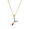 Necklace Copper Mixed Gem Inlaid English Letter Ochain Color Retention Electroplating Unisex
