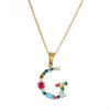 Necklace Copper Mixed Gem Inlaid English Letter Ochain Color Retention Electroplating Unisex