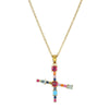 Necklace Copper Mixed Gem Inlaid English Letter Ochain Color Retention Electroplating Unisex