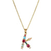 Necklace Copper Mixed Gem Inlaid English Letter Ochain Color Retention Electroplating Unisex