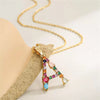 Necklace Copper Mixed Gem Inlaid English Letter Ochain Color Retention Electroplating Unisex