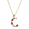 Necklace Copper Mixed Gem Inlaid English Letter Ochain Color Retention Electroplating Unisex