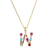 Necklace Copper Mixed Gem Inlaid English Letter Ochain Color Retention Electroplating Unisex