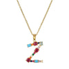 Necklace Copper Mixed Gem Inlaid English Letter Ochain Color Retention Electroplating Unisex