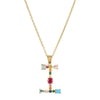 Necklace Copper Mixed Gem Inlaid English Letter Ochain Color Retention Electroplating Unisex