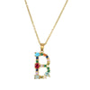 Necklace Copper Mixed Gem Inlaid English Letter Ochain Color Retention Electroplating Unisex