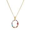 Necklace Copper Mixed Gem Inlaid English Letter Ochain Color Retention Electroplating Unisex