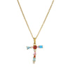 Necklace Copper Mixed Gem Inlaid English Letter Ochain Color Retention Electroplating Unisex