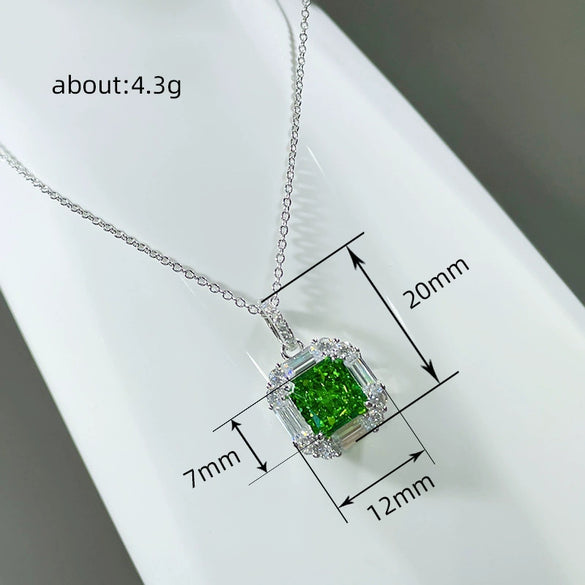 Necklace Copper Mixed Gem Inlaid Geometric Microinlaid Ochain Women's