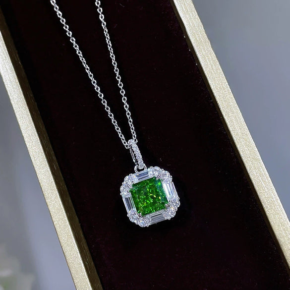 Necklace Copper Mixed Gem Inlaid Geometric Microinlaid Ochain Women's