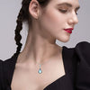 Necklace Copper Mixed Gem Inlaid Geometric Pattern Antique Silver Pendant Ochain For Women