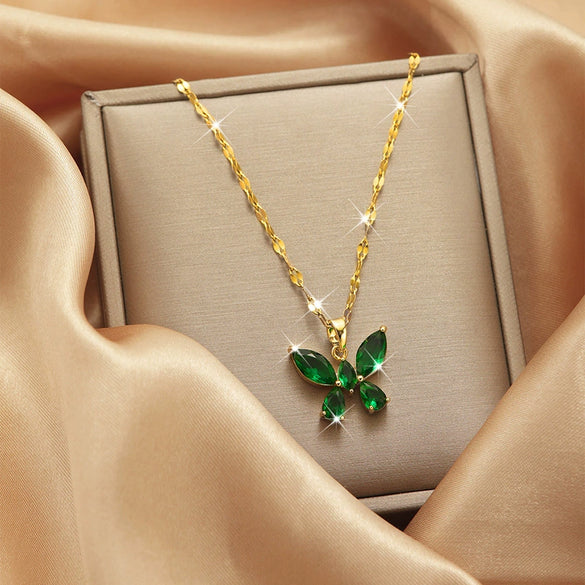 Necklace Copper Mixed Gem Inlay Constellation Doll Crown Heart Fruit Flowers Bow Insects Cartoon Characters Leaves Wave Rhombus Ushape Star Electroplated For Women
