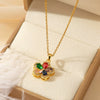 Necklace Copper Mixed Gem Inlay Constellation Doll Crown Heart Fruit Flowers Bow Insects Cartoon Characters Leaves Wave Rhombus Ushape Star Electroplated For Women