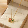Necklace Copper Mixed Gem Inlay Constellation Doll Crown Heart Fruit Flowers Bow Insects Cartoon Characters Leaves Wave Rhombus Ushape Star Electroplated For Women