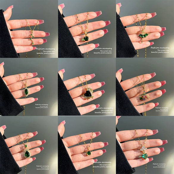 Necklace Copper Mixed Gem Inlay Constellation Doll Crown Heart Fruit Flowers Bow Insects Cartoon Characters Leaves Wave Rhombus Ushape Star Electroplated For Women