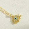 Necklace Copper Mixed Gem Inlay Devil's Eye Pendant Ochain Electroplating Artistic Retro Design For Women