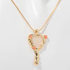 Necklace Copper Mixed Gem Inlay Diamond Heart Shape Cute Style