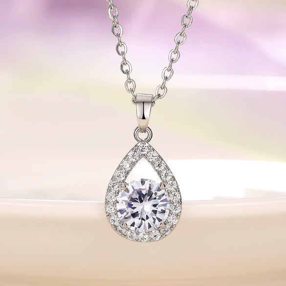 Necklace Copper Mixed Gem Inlay Drop Shape Zircon Simple Style