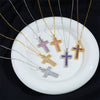 Necklace Copper Mixed Gem Inlay Geometric Cross Electroplating