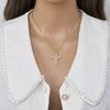 Necklace Copper Mixed Gem Inlay Geometric Cross Electroplating