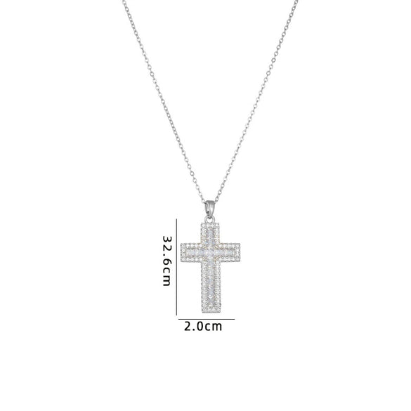 Necklace Copper Mixed Gem Inlay Geometric Cross Electroplating