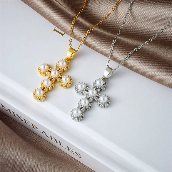 Necklace Copper Mixed Gem Inlay Geometric Light Luxury Electroplating Ochain Pendant For Women