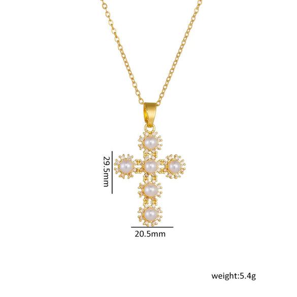 Necklace Copper Mixed Gem Inlay Geometric Light Luxury Electroplating Ochain Pendant For Women