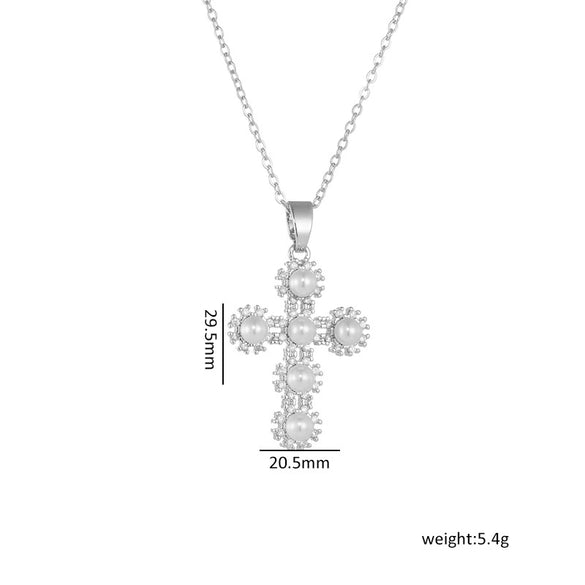 Necklace Copper Mixed Gem Inlay Geometric Light Luxury Electroplating Ochain Pendant For Women