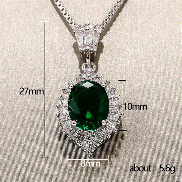 Necklace Copper Mixed Gem Inlay Geometric Retro Elegant Emerald Zircon Box Chain