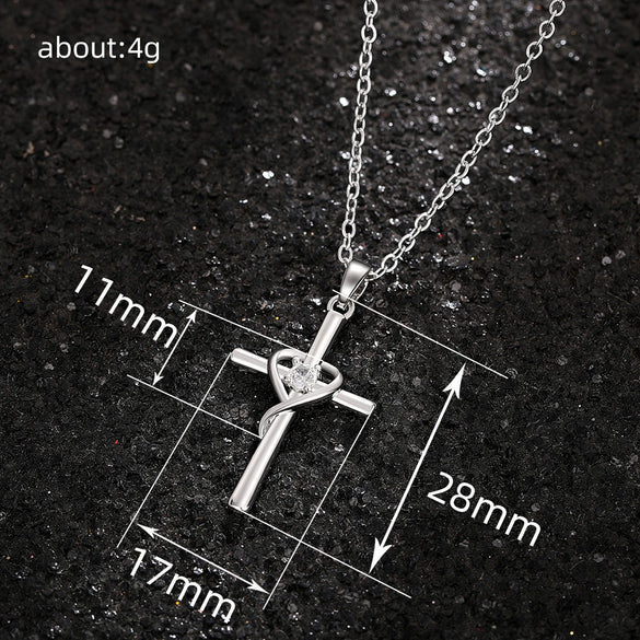 Necklace Copper Mixed Gem Inlay Heart Shape Letters Numbers Text Inlaid Zircon For Women