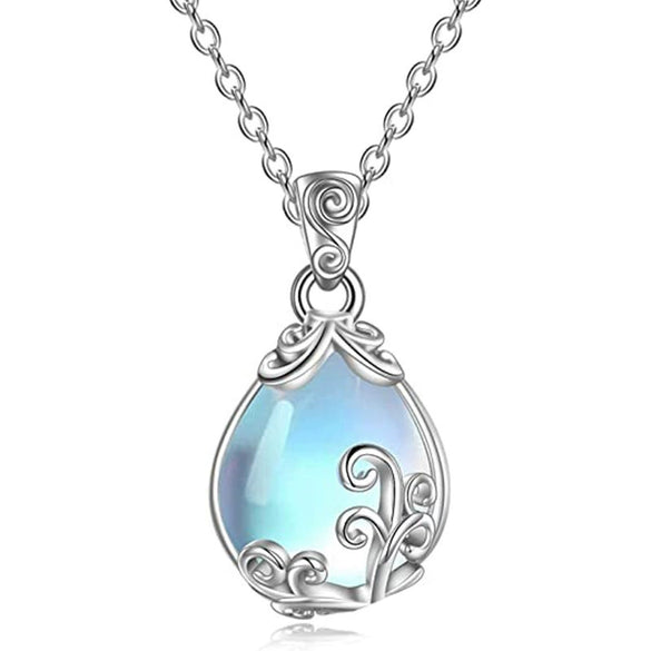Necklace Copper Mixed Gem Inlay Retro Pattern Vine Flowers Drop Shape Design For Women